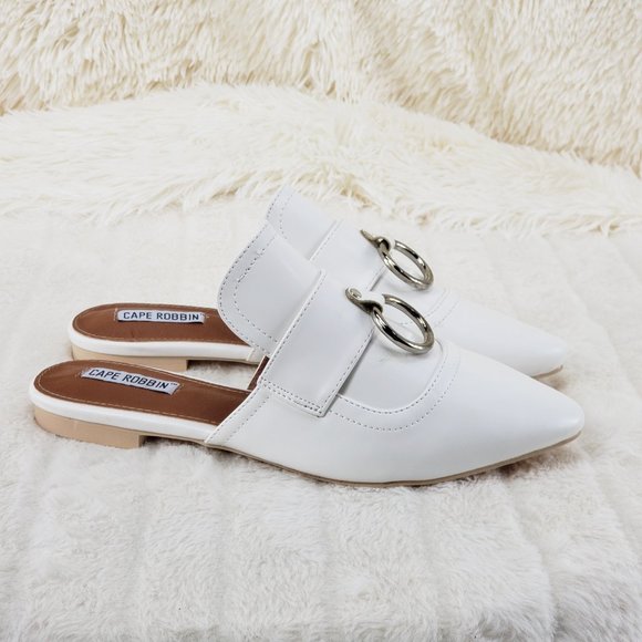 White Flat Mules Clog slides Slippers - Picture 5 of 8